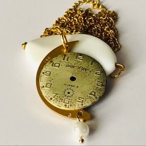 Half Moon of Time vintage watch piece necklace